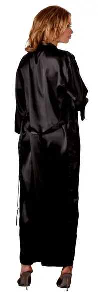 Cottelli Collection Satin Kimono Black 2XL/3XL Elegant Robe