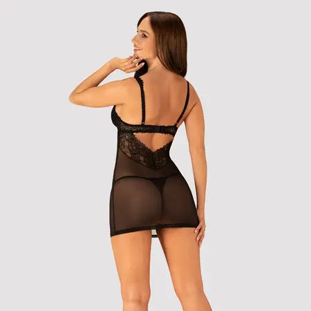Obsessive OBS Chemise L/XL Satin Bow Multistretch Pink Lace
