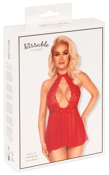 Kissable Babydoll Red L/XL - Floral Lace & Powernet Set