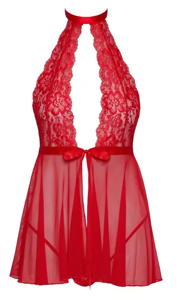 Kissable Babydoll Red L/XL - Floral Lace & Powernet Set