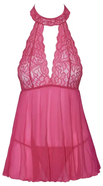 Cottelli LINGERIE Babydoll Pink L/XL - Sheer Lace & Powernet Set