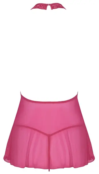 Cottelli LINGERIE Babydoll Pink L/XL - Sheer Lace & Powernet Set