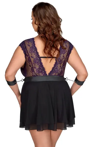 Cottelli Bondage Plus Babydoll Set 3XL Lilac Lace & Accessories