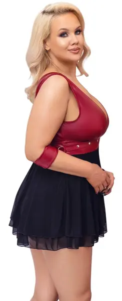 Cottelli Bondage Plus Babydoll 4XL Red Matte Look with Adjustable Restraints