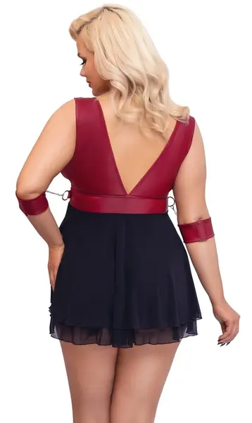 Cottelli Bondage Plus Babydoll 4XL Red Matte Look with Adjustable Restraints