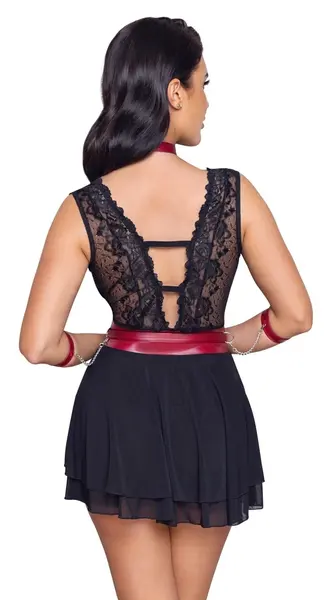 Cottelli Bondage Babydoll S with Removable Restraint System, Black/Red