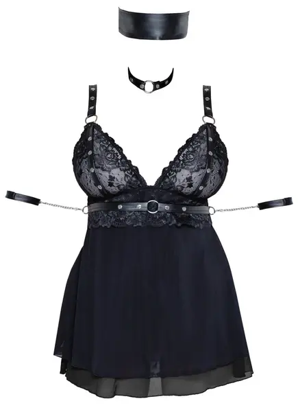 Cottelli Bondage Babydoll 3XL with Choker, Arm Loops & Lace Details