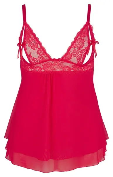 Cottelli Collection Babydoll 3XL Red, Adjustable Straps, Lace Design