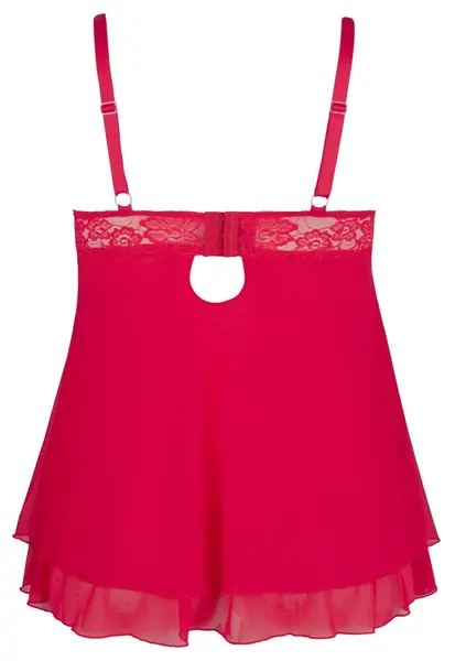 Cottelli Collection Babydoll Red 2XL - Elegant Lace, Adjustable Straps