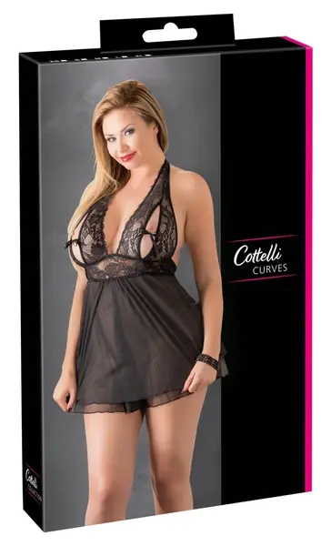 Cottelli Collection Babydoll Lace Black 3XL Adjustable Halterneck