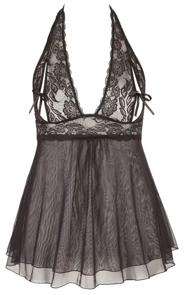 Cottelli Collection Lace Babydoll Black 2XL - Elegant Transparent Design