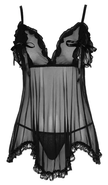 Cottelli Collection Babydoll Ruffles M Black Lace Adjustable Lingerie