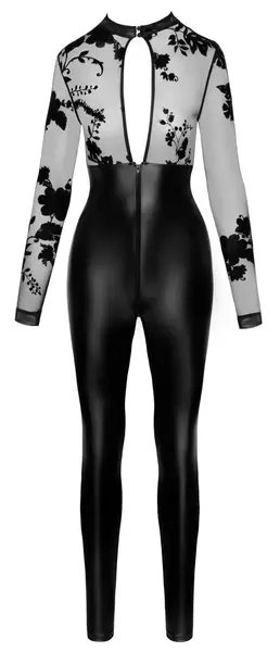 Noir Handmade Jumpsuit Flock Print M Powerwetlook & Velvet Tulle Black
