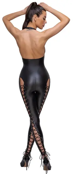 Cottelli PARTY Jumpsuit Lacing Black Matte Look, Size L