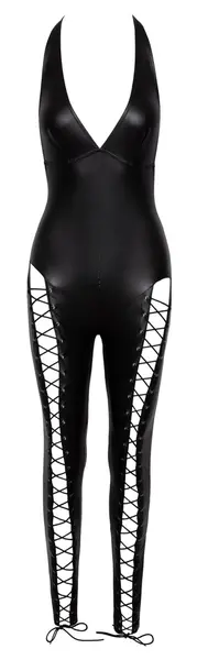 Cottelli PARTY Jumpsuit Lacing Black Matte Look, Size L