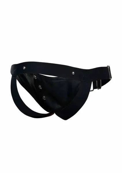 DNGEON Jockstrap with Metal Studs and Wide Hip Straps Black