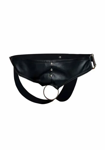 DNGEON Jockstrap with Metal Studs and Wide Hip Straps Black