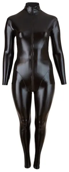 Cottelli Collection Black Full Body Jumpsuit 2XL, Stretch, Long Sleeve