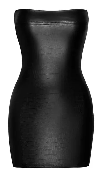 Noir Tube Dress XL Black Crocodile Embossed Wetlook Finish