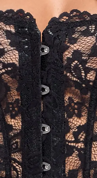 Noir Handmade Corset Dress M - Lace & Powerwetlook, Strapless Fit