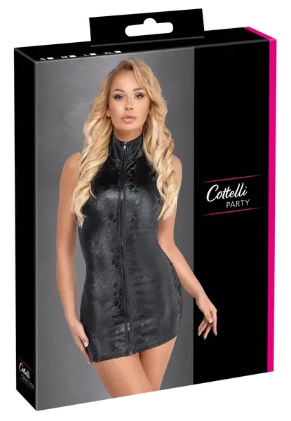 Cottelli PARTY Dress Snake Zip XL Matte Snakeskin Look, Sleeveless