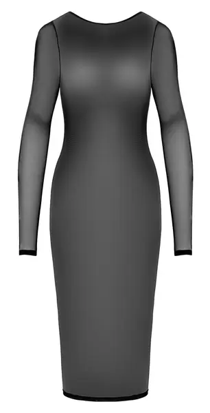 Cottelli PARTY Mesh Dress Knee-Length XL Black with Chains Detail