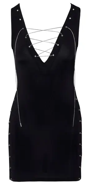 Cottelli Collection Dress M Black with Adjustable Silver Lacing