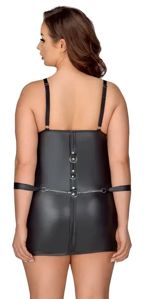 Cottelli Bondage Plus Dress XL Matte Black with Handcuffs Set