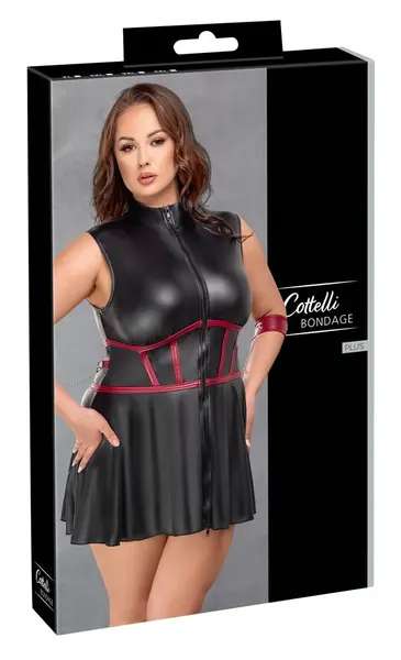 Cottelli Bondage Plus Dress XL - Black Matte, Adjustable Arm Cuffs, Mask