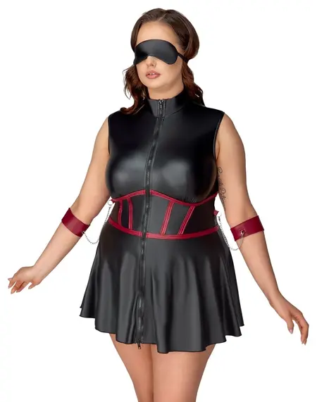 Cottelli Bondage Plus Dress XL - Black Matte, Adjustable Arm Cuffs, Mask