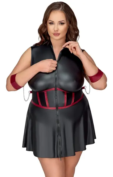 Cottelli Bondage Plus Dress XL - Black Matte, Adjustable Arm Cuffs, Mask