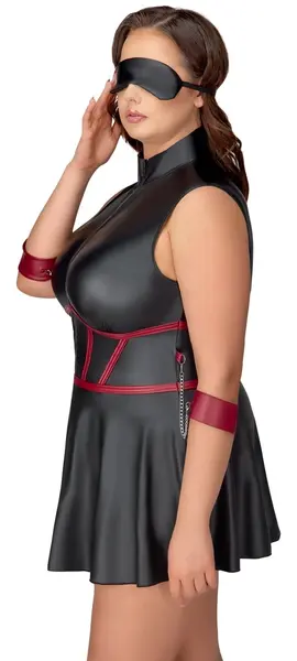 Cottelli Bondage Plus Dress XL - Black Matte, Adjustable Arm Cuffs, Mask