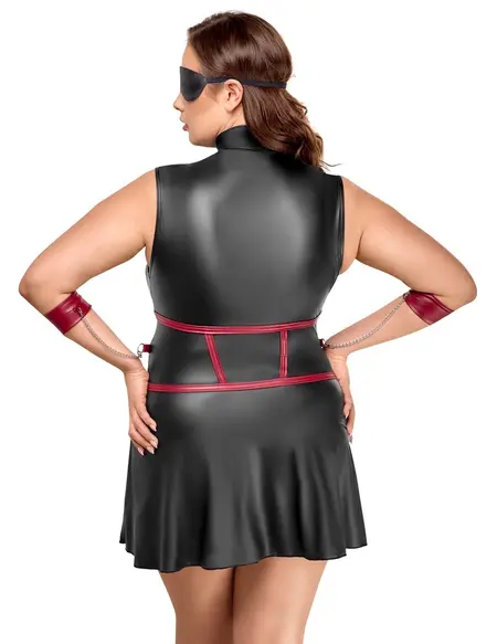 Cottelli Bondage Plus Dress XL - Black Matte, Adjustable Arm Cuffs, Mask