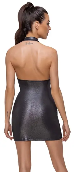 Cottelli PARTY Silver Mini Dress S - Shiny, Backless, Rhinestone Accent