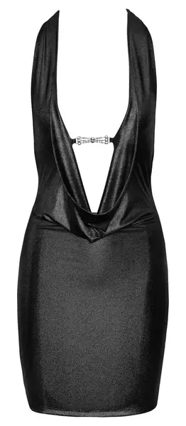 Cottelli PARTY Silver Mini Dress S - Shiny, Backless, Rhinestone Accent