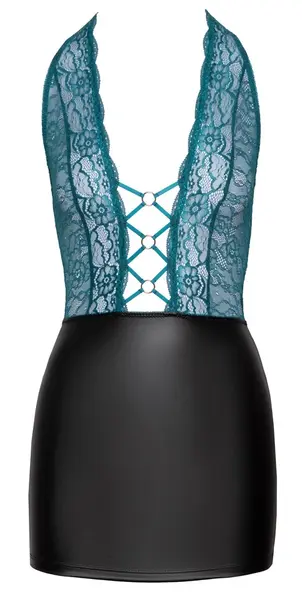 Cottelli Lingerie Dress Model XL Black/Teal Lace Halterneck