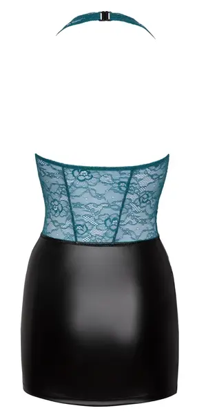 Cottelli Lingerie Dress Black/Teal L - Elegant Lace & Matte Look, Open Back