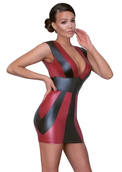 Cottelli Collection Party Dress Red/Black L - Fitted Matte Design