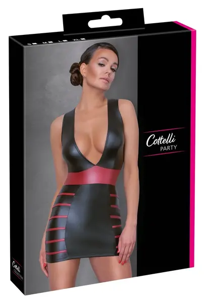 Cottelli PARTY Dress Black/Red S - Matte Look, Figure-Enhancing Design