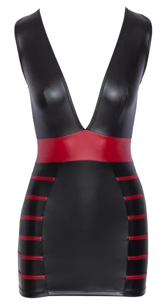 Cottelli PARTY Dress Black/Red S - Matte Look, Figure-Enhancing Design