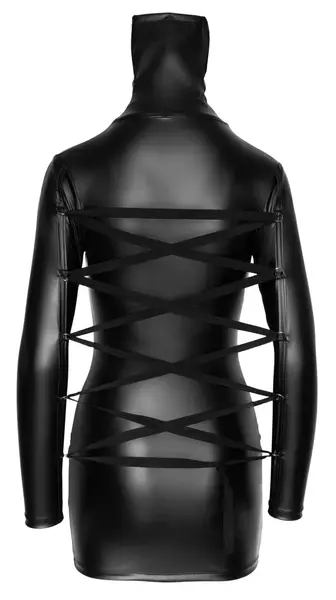 Cottelli Bondage Black Dress S with Long Sleeves and Front Zipper