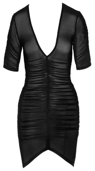 Cottelli Collection Mini Dress XL Black Semi-Transparent Ruffled Design