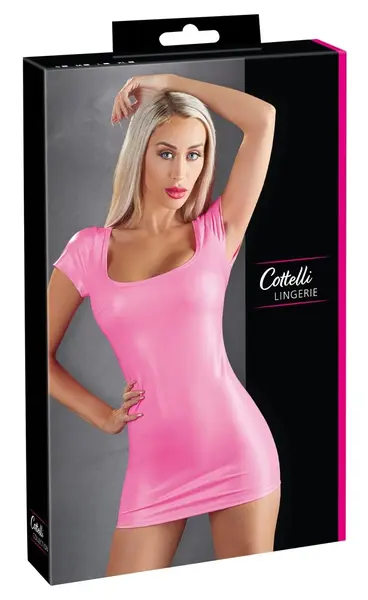 Cottelli Collection Dress Hot Pink S - Stretch Design, Wide Neckline