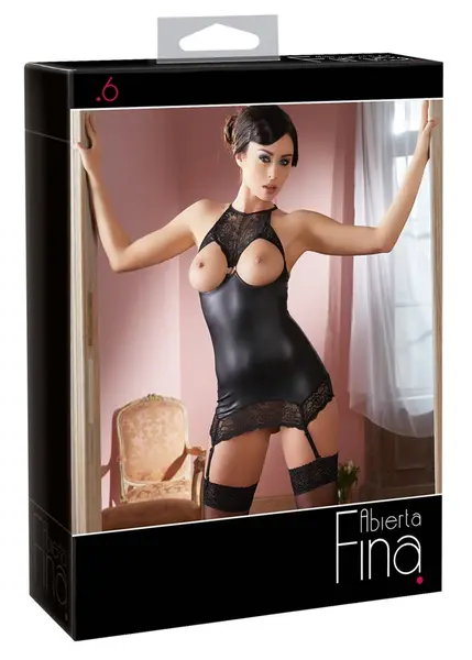 Cottelli Collection Lingerie Dress L Open Cup with Lace & Rhinestone