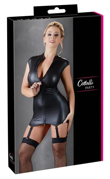 Cottelli Collection Black Mini Dress with Adjustable Suspender Straps M