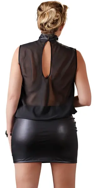 Cottelli Collection Transparent Black Dress XL, Loose Top & Fitted Skirt