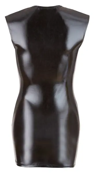 Cottelli Collection Wet Look Black Dress L with Two-Way Zipper