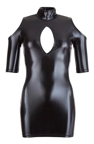 Cottelli Collection Wetlook Cold Shoulder Dress Black XL