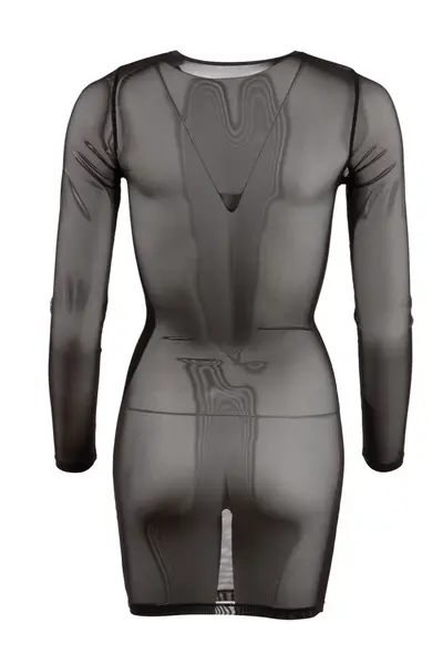 Cottelli Collection Powernet Dress L Black, Figure-Enhancing, Long Sleeves