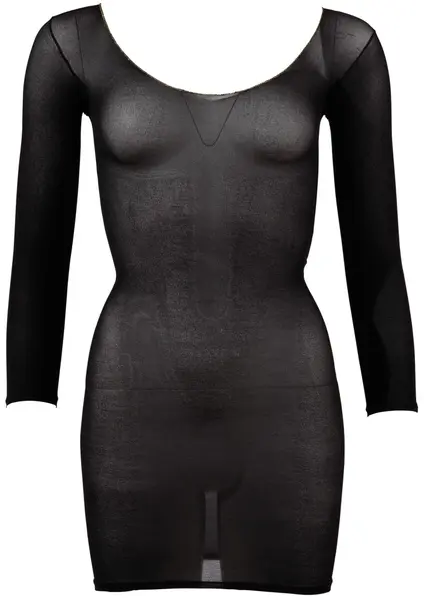 Cottelli Collection Transparent Nylon Mini Dress Gold Detail S-L